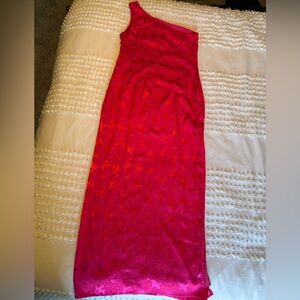 Lulu's One Shoulder Dress in Red and Pink